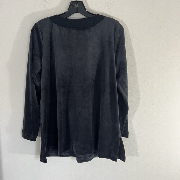 J. Jill Pure Jill Women’s Velour V-Neck Tunic Stretch Black Petite Medium New - Picture 3 of 6